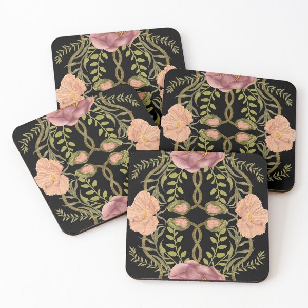 Item preview, Hand drawn image. Watercolor composition of pink flowers peonies and poppies, green leaves designed and sold by Grin Katalina Floral Patterns & Cozy Art.