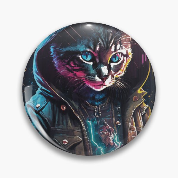Item preview, Cyberpunk, Cute Kitten, Dressed, As A Mage, Negative Space, Cat Cyberpunk, Cat Neon For Women Men designed and sold by AndreasVelas.