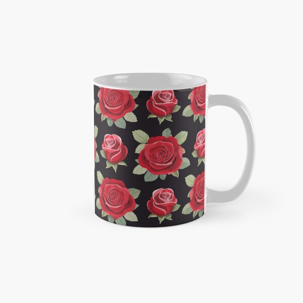 Item preview, Seamless Red Rose Pattern on Black – Elegant Romantic Floral Design designed and sold by WojcikDesigners.
