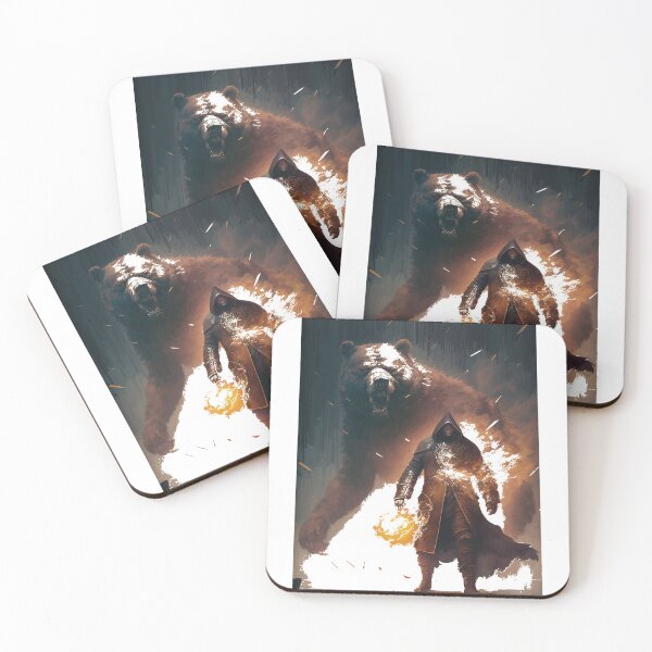 Item preview, Scared And Runs Away From Huge Polar Monster Bear In Full Plate Gold Steampunk Armor And Burning Eyes designed and sold by AndreasVelas.