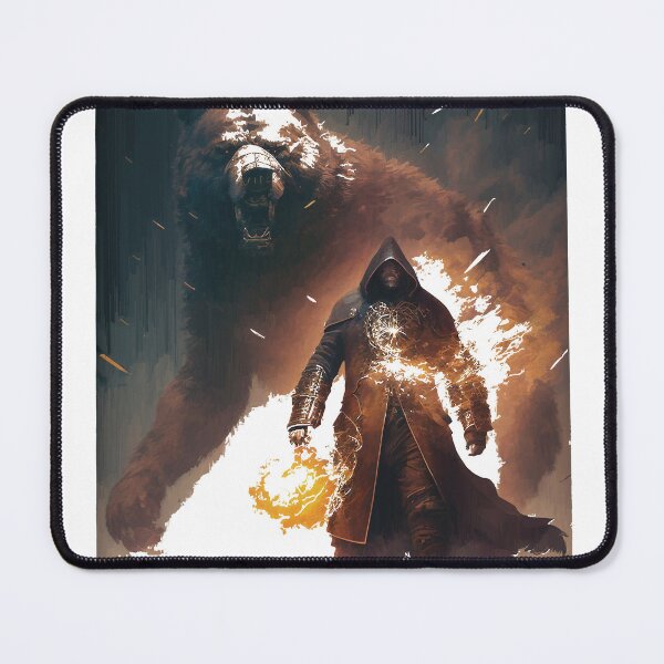 Item preview, Scared And Runs Away From Huge Polar Monster Bear In Full Plate Gold Steampunk Armor And Burning Eyes designed and sold by AndreasVelas.