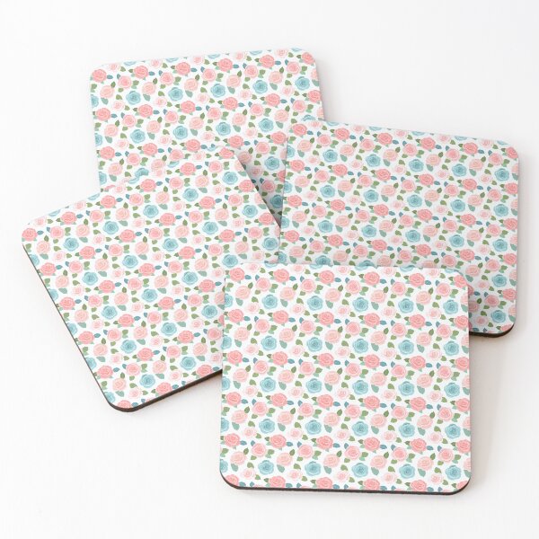 Item preview, Seamless Pastel Rose Pattern – Soft Pink and Blue Floral Design designed and sold by WojcikDesigners.