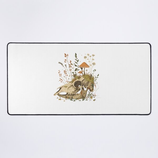 Item preview, Floral Skull With Mushrooms  Goblincore Witchcore Nature Art designed and sold by AliceDelsie.