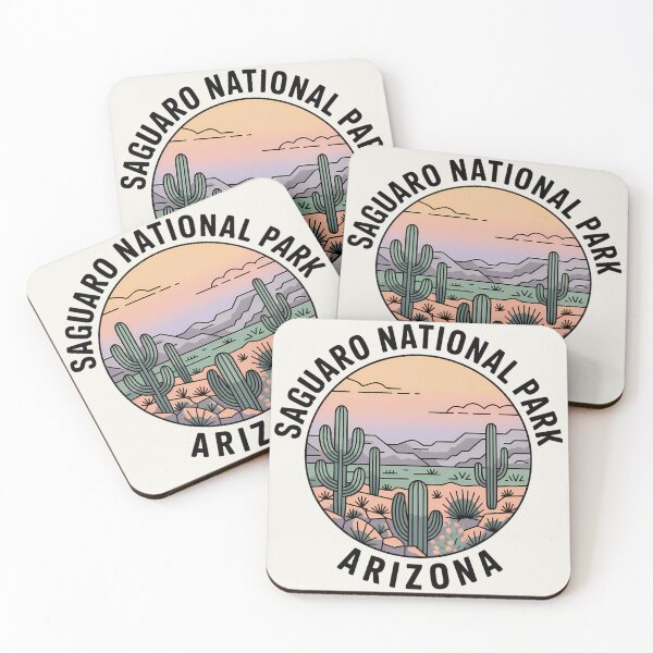 Item preview, Minimalist Pastel Saguaro National Park Arizona Badge Sticker designed and sold by Horizon Tales.