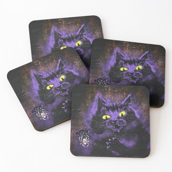 Item preview, Purple Cat and a Spider Sand Art Spooky Illustration for Halloween designed and sold by sandexperiment.