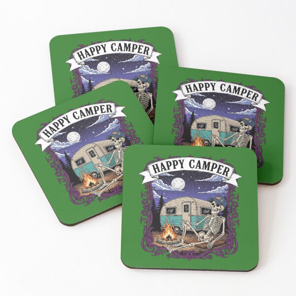 Item preview, Happy Camper Skeleton – Spooky Camping Night Art designed and sold by Aredbox.