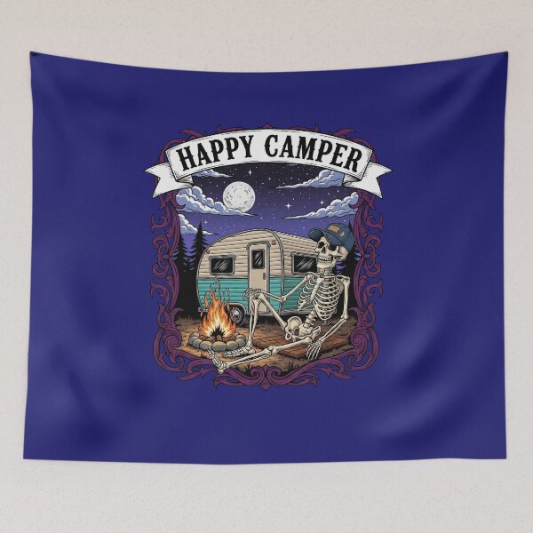 Item preview, Happy Camper Skeleton – Spooky Camping Night Art designed and sold by Aredbox.
