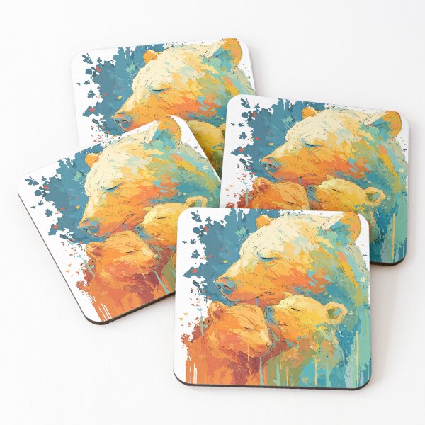 Item preview, Warm Embrace of a Mother Bear and Her Cubs – Vibrant Animal Art designed and sold by Moss and Moon Studio.