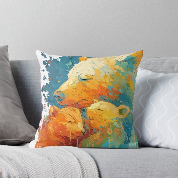 Item preview, Warm Embrace of a Mother Bear and Her Cubs – Vibrant Animal Art designed and sold by Moss and Moon Studio.