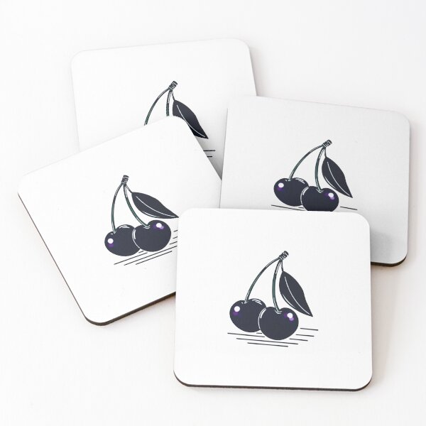 Item preview, Dark Blue Cherry Duo – Minimal Pop Fruit Art designed and sold by Sklines Art | Mrz Danelli.