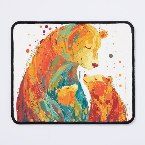 Item preview, Warm Embrace of a Mother Bear and Her Cubs – Vibrant Animal Art designed and sold by Moss and Moon Studio.