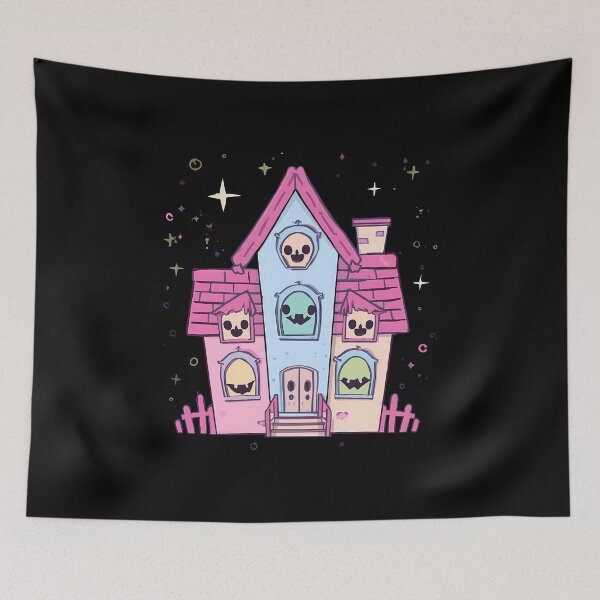 Item preview, Kawaii Pastel Haunted House | Cute Spooky Halloween Art designed and sold by PawxelArt.