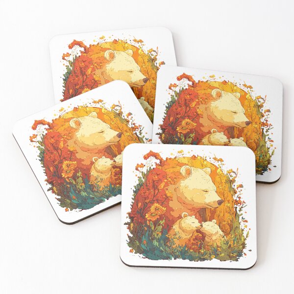 Item preview, Warm Embrace of a Mother Bear and Her Cubs – Vibrant Animal Art designed and sold by Moss and Moon Studio.