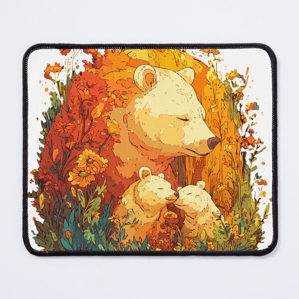 Item preview, Warm Embrace of a Mother Bear and Her Cubs – Vibrant Animal Art designed and sold by Moss and Moon Studio.