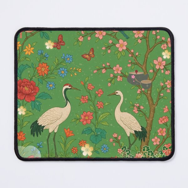 Item preview, Chinoiserie Garden with Cranes, Blossoms, and Lanterns – Oriental Vintage Floral Nature Pattern designed and sold by Sugar Wisdom .