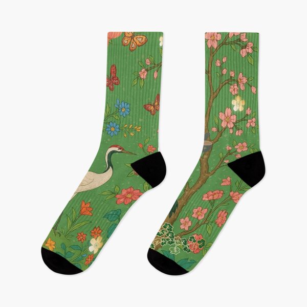 Item preview, Chinoiserie Garden with Cranes, Blossoms, and Lanterns – Oriental Vintage Floral Nature Pattern designed and sold by Sugar Wisdom .