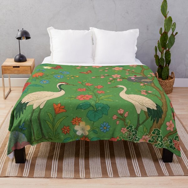 Item preview, Chinoiserie Garden with Cranes, Blossoms, and Lanterns – Oriental Vintage Floral Nature Pattern designed and sold by Sugar Wisdom .