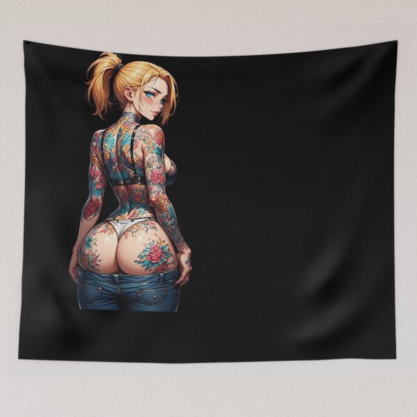 Item preview, Blonde Anime Tattoo Girl With Sexy Ass designed and sold by JUDITHEISING.