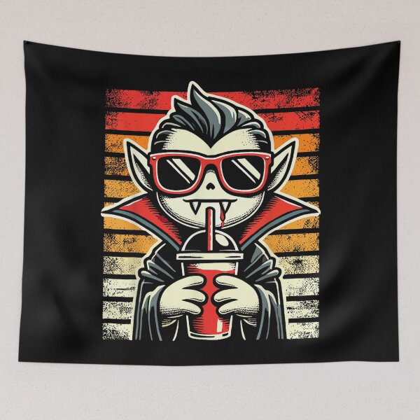 Item preview, Retro Hipsters Vampires with Smoothie Halloween Funny Vampires designed and sold by RickyHerrera.