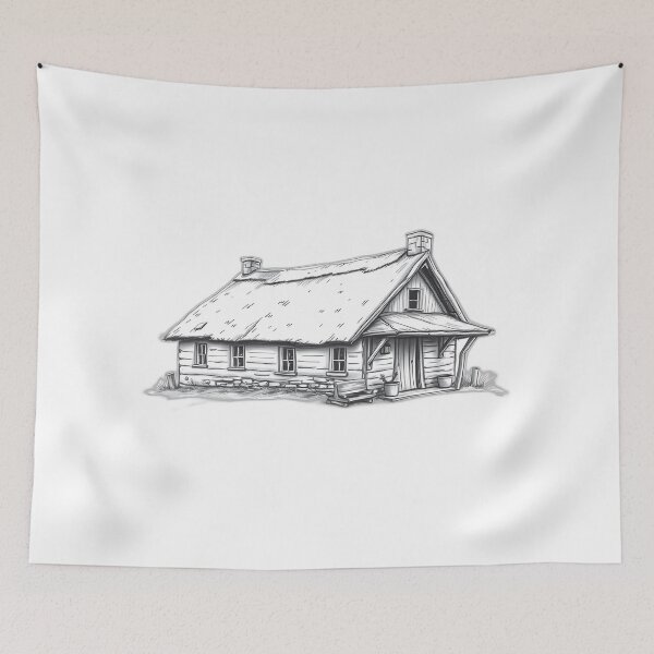 Item preview, Rustic Cottage Charcoal Sketch designed and sold by sharon1210.