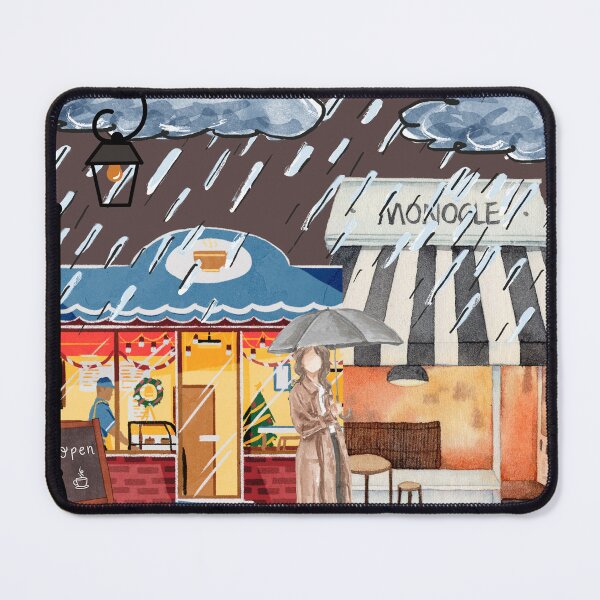 Item preview, Rainy Evening Walk by the Coffee Shop designed and sold by Saragoza.