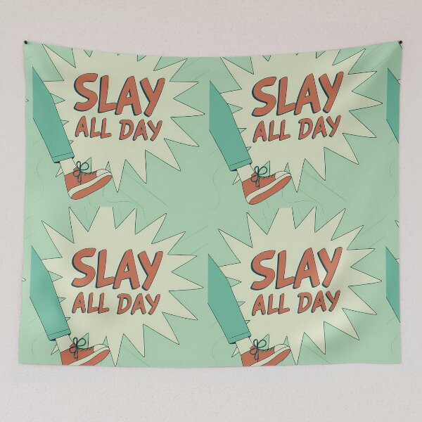 Item preview, SLAY ALL DAY Typography Illustrations Energetic Digital Communication designed and sold by ART ATTACK ZONE.
