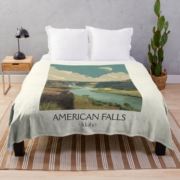 Item preview, American Falls Idaho Travel Poster | Vintage Snake River Canyon Wall Art designed and sold by TuncGK.
