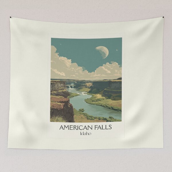 Item preview, American Falls Idaho Travel Poster | Vintage Snake River Canyon Wall Art designed and sold by TuncGK.
