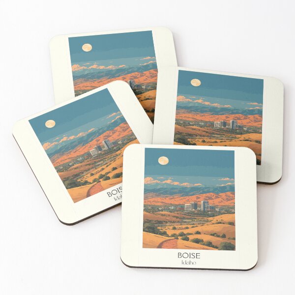 Item preview, Boise Idaho Travel Poster | Vintage City of Trees & Foothills Skyline Art designed and sold by TuncGK.