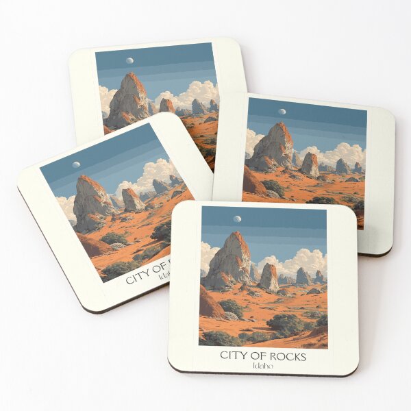 Item preview, City of Rocks Idaho Poster | Vintage National Reserve & Rock Climbing Art designed and sold by TuncGK.
