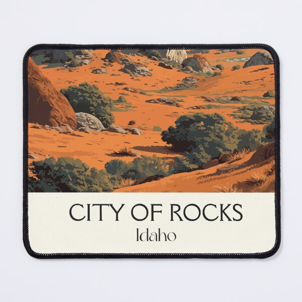 Item preview, City of Rocks Idaho Poster | Vintage National Reserve & Rock Climbing Art designed and sold by TuncGK.