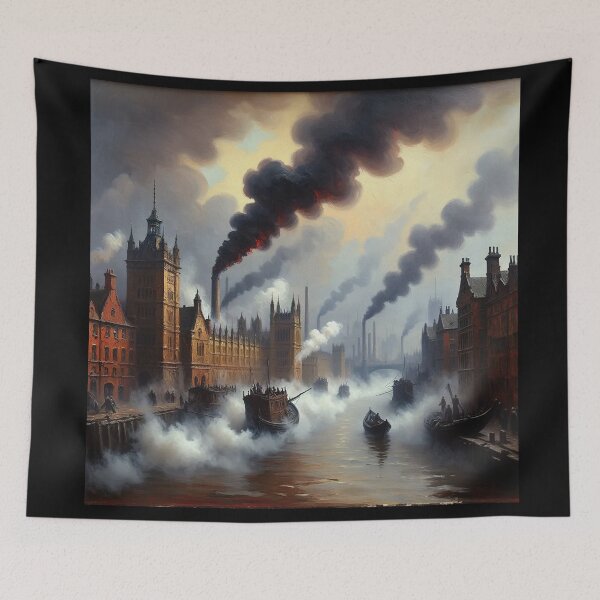 Item preview, Victorian Era London with steam and industrial elements after JMW TUrner designed and sold by Vintage Designs +.