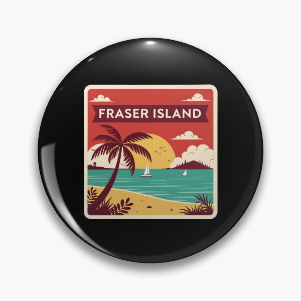Item preview, Fraser Island Retro Travel  – Tropical Beach Sunset with Palm Trees and Sailboats designed and sold by VividOrganica.