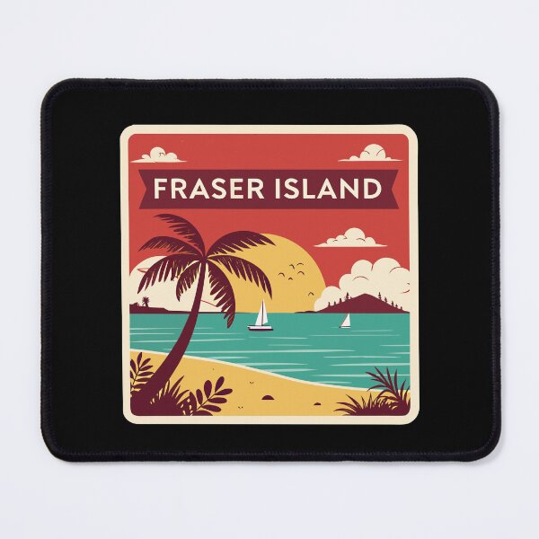 Item preview, Fraser Island Retro Travel  – Tropical Beach Sunset with Palm Trees and Sailboats designed and sold by VividOrganica.
