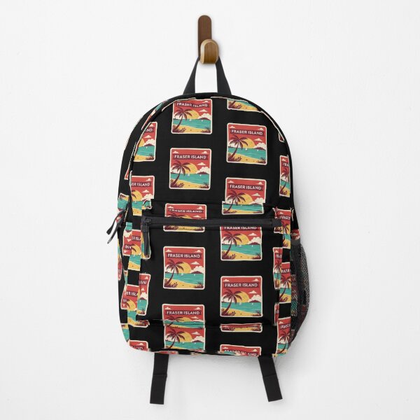 Item preview, Fraser Island Retro Travel – Tropical Beach Sunset with Palm Trees and Sailboats designed and sold by VividOrganica.