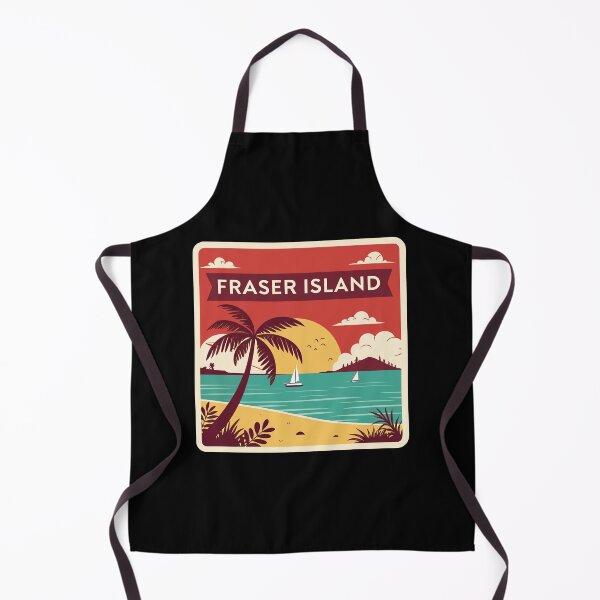 Item preview, Fraser Island Retro Travel – Tropical Beach Sunset with Palm Trees and Sailboats designed and sold by VividOrganica.