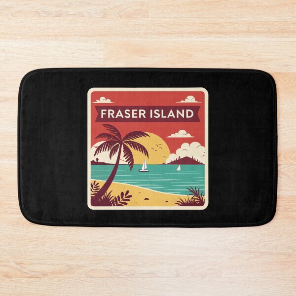 Item preview, Fraser Island Retro Travel  – Tropical Beach Sunset with Palm Trees and Sailboats designed and sold by VividOrganica.
