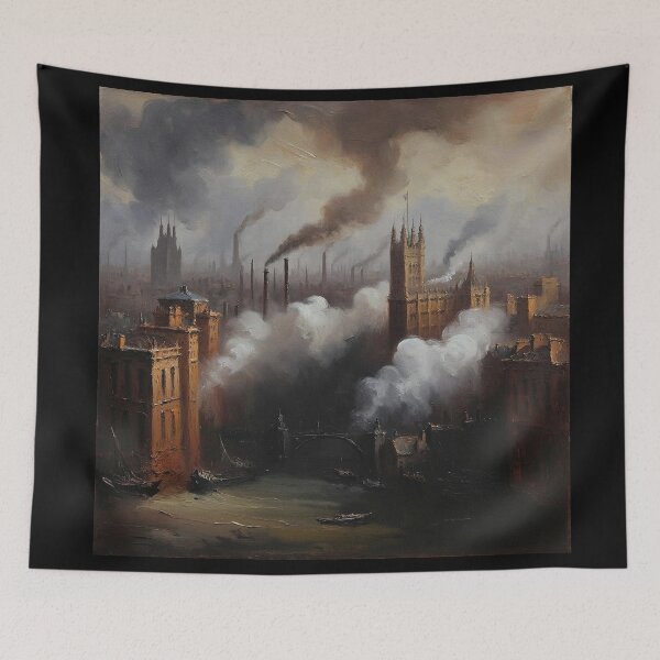 Item preview, Victorian Era London with steam and industrial elements after JMW TUrner designed and sold by Vintage Designs +.