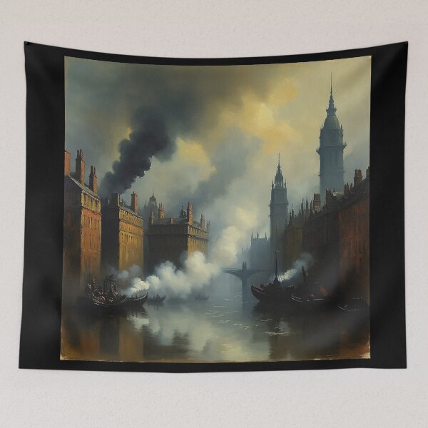 Item preview, Victorian Era London with steam and industrial elements after JMW TUrner designed and sold by Vintage Designs +.