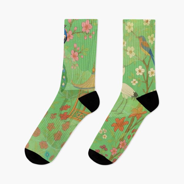 Item preview, Chinoiserie Garden of Blossoms — Enchanted Pagoda and Celestial Birds designed and sold by Sugar Wisdom .