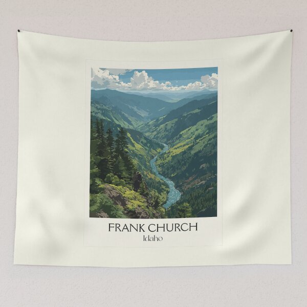 Item preview, Frank Church Wilderness Idaho Vintage Travel Poster | River of No Return Art Print | Forest Landscape Decor designed and sold by TuncGK.