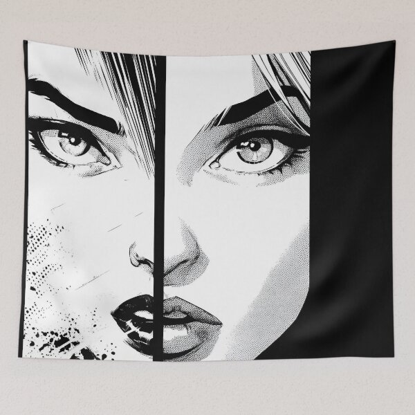 Item preview, Comic Split Face – Black and White Graphic Novel Design designed and sold by Meiersbeste.