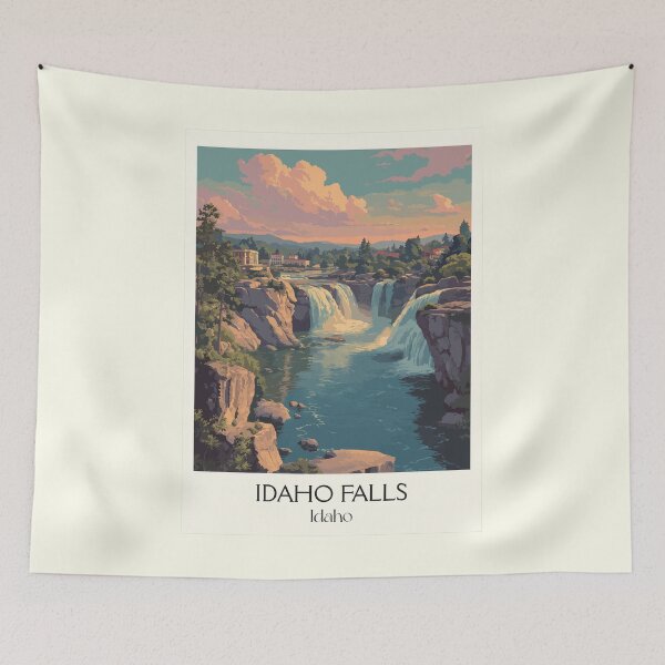 Item preview, Idaho Falls Idaho Vintage Travel Poster | Snake River Waterfall Art Print | Eastern Idaho Decor designed and sold by TuncGK.