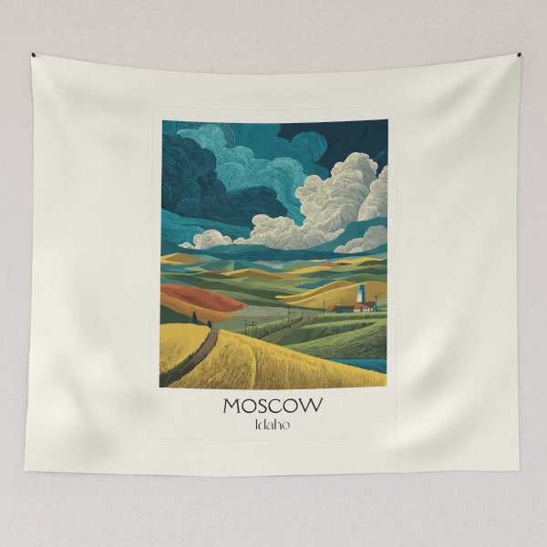 Item preview, Moscow Idaho Vintage Travel Poster | Palouse Hills Art Print | University of Idaho Decor designed and sold by TuncGK.