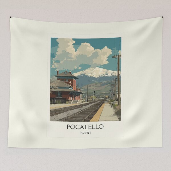 Item preview, Pocatello Idaho Vintage Travel Poster | Historic Railroad Art Print | Gate City Decor designed and sold by TuncGK.