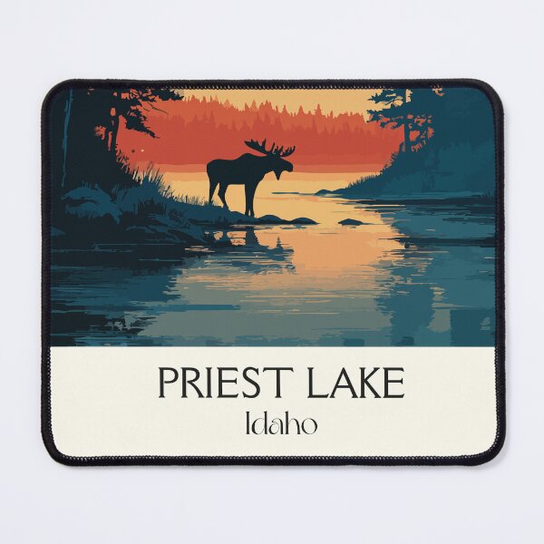 Item preview, Priest Lake Idaho Vintage Travel Poster | Moose Sunset Art Print | Idaho Panhandle Decor designed and sold by TuncGK.