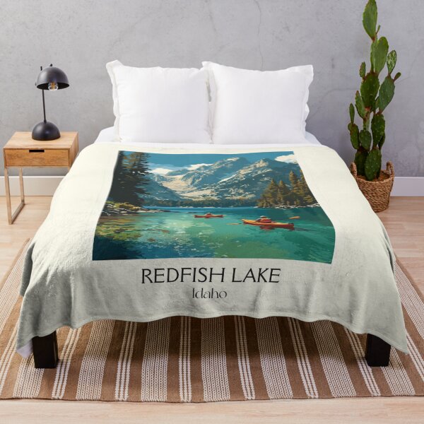 Item preview, Redfish Lake Idaho Vintage Travel Poster | Sawtooth Mountains Art Print | Alpine Lake Decor designed and sold by TuncGK.