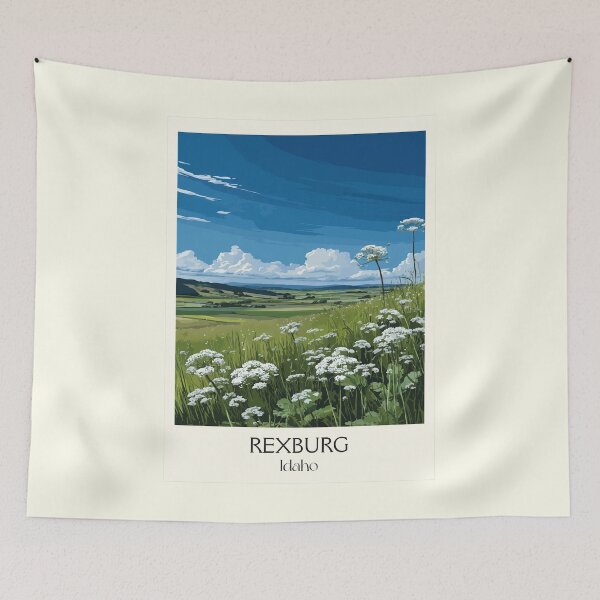 Item preview, Rexburg Idaho Vintage Travel Poster | Wildflower Meadow Art Print | Eastern Idaho Landscape Decor designed and sold by TuncGK.