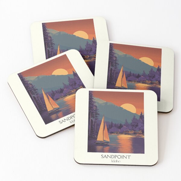 Item preview, Sandpoint Idaho Vintage Travel Poster | Lake Pend Oreille Sunset Art Print | North Idaho Decor designed and sold by TuncGK.
