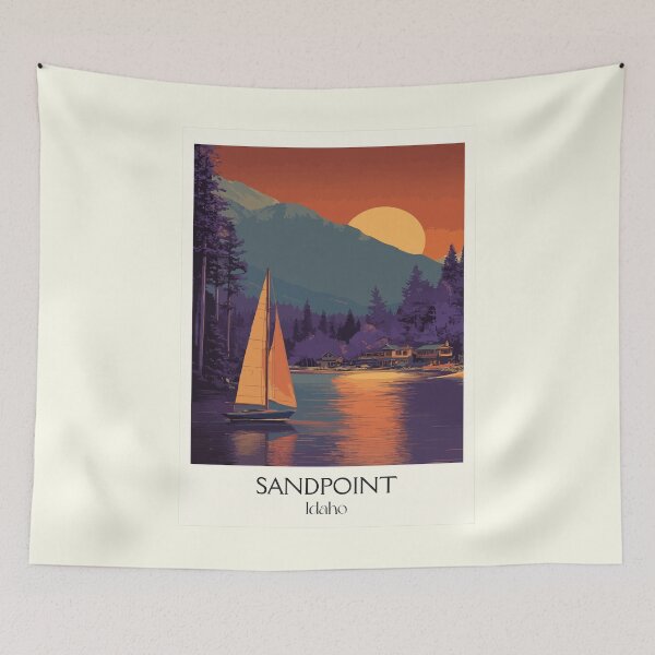 Item preview, Sandpoint Idaho Vintage Travel Poster | Lake Pend Oreille Sunset Art Print | North Idaho Decor designed and sold by TuncGK.